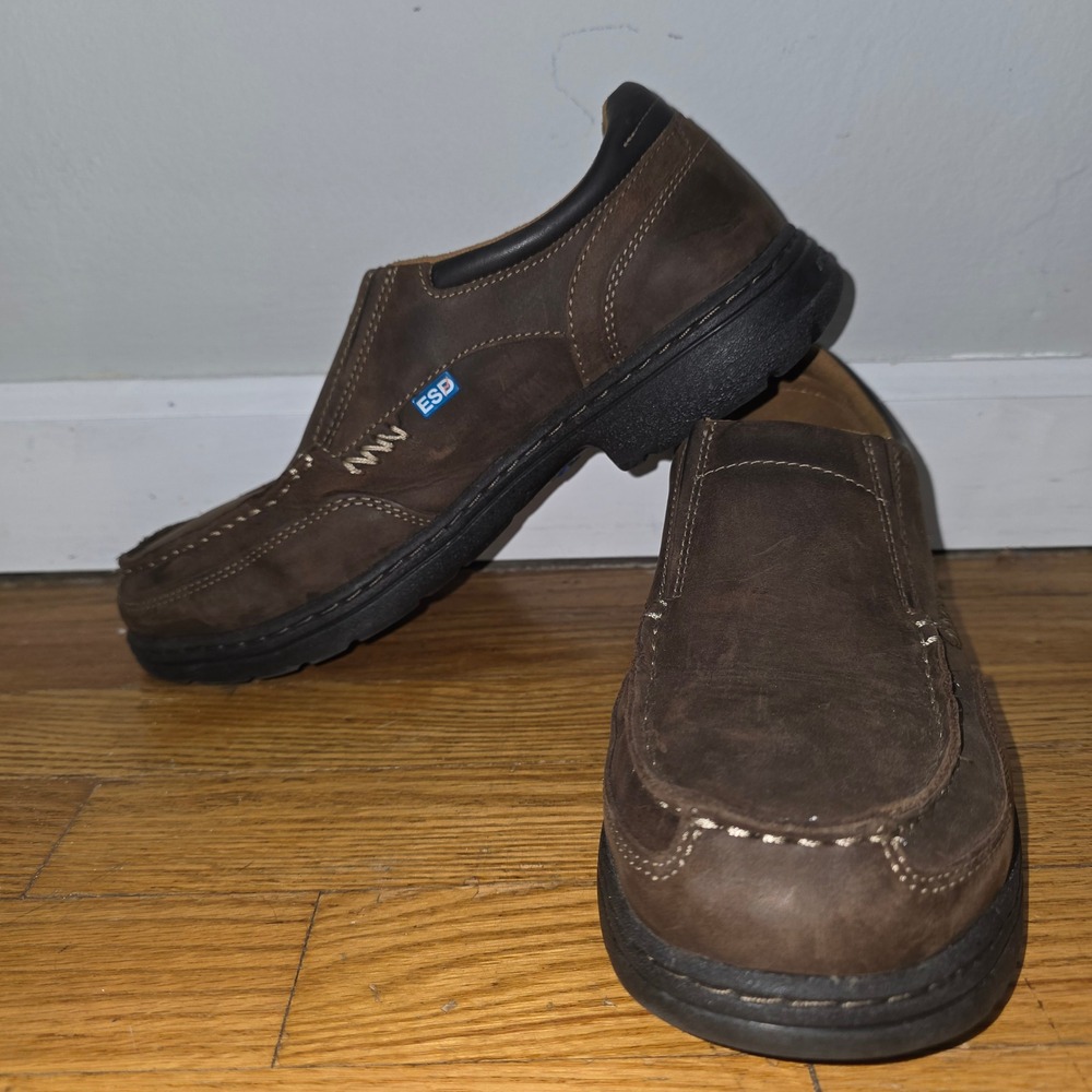 Timberland PRO Mens Slip On Shoes Brown Leather‎ ESD Anti Fatigue Size 9.5